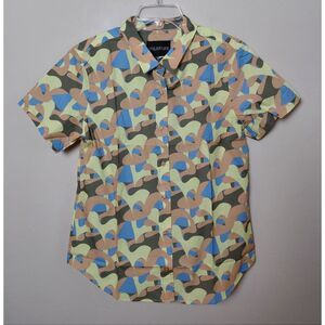 Wildfang The Essential Short Sleeve Button-up Shirt in Abstract Camo Print NWT